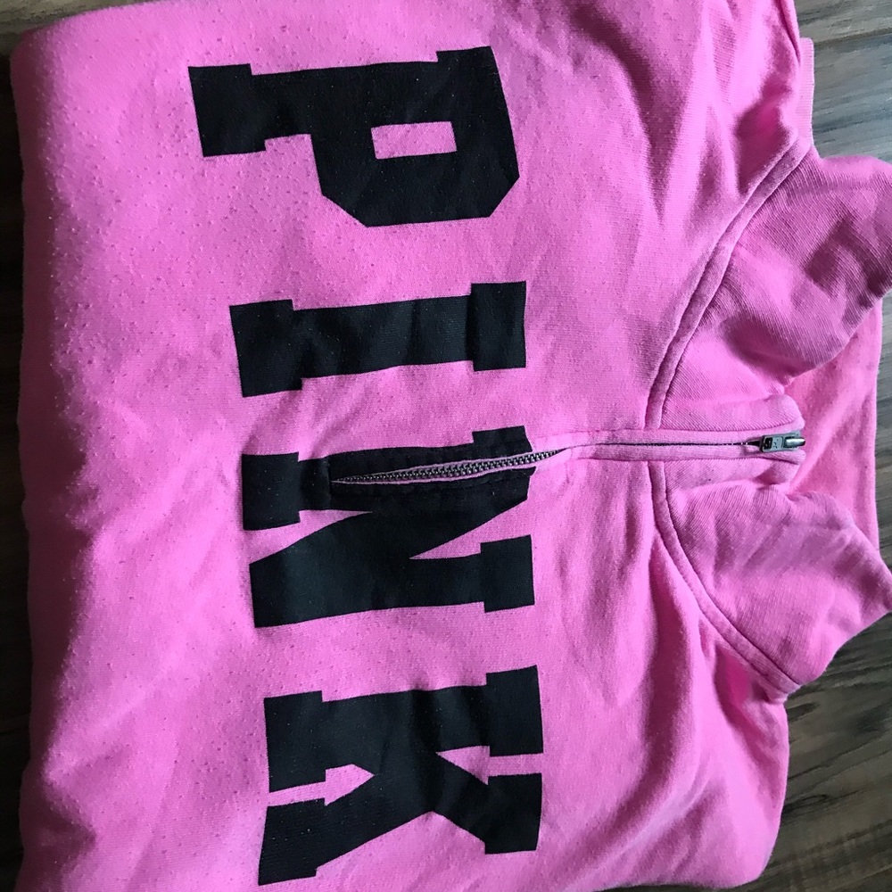 Vintage PINK Pullover Zip Sweatshirt Medium